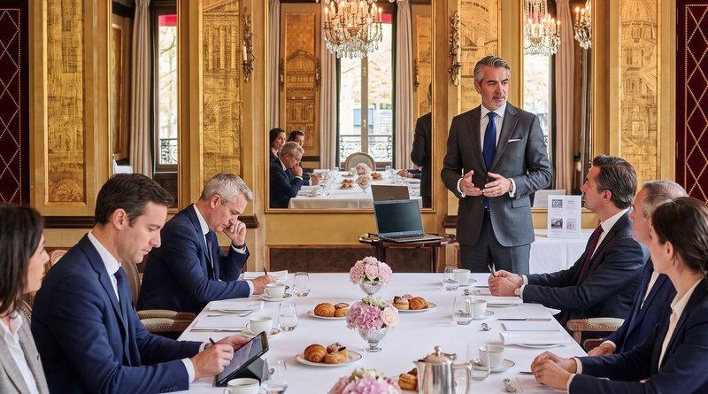 Consultant présentant devant des dirigeants et managers clés